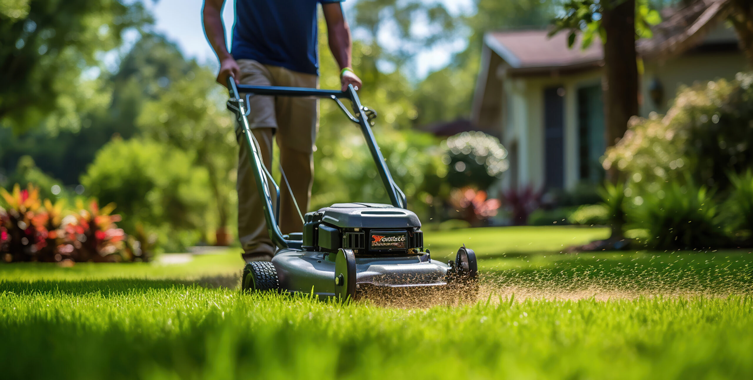 gardener cuts grass backyard scaled e1721131958122